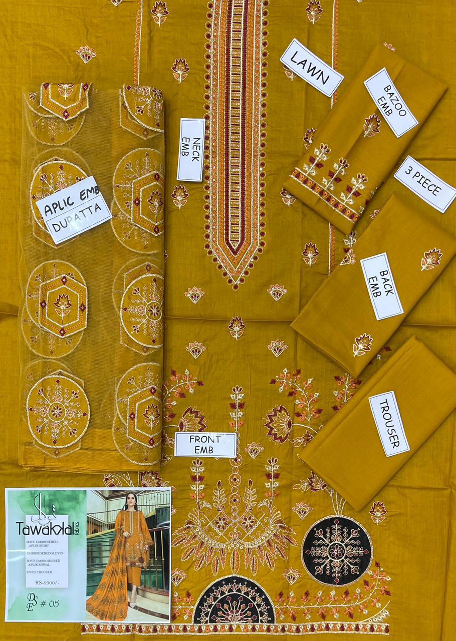 *Alhamdulillah*
Fancy collection
𝘽𝙧𝙖𝙣𝙙 : *Tawakal*
𝙎𝙩𝙪𝙛𝙛: *lawn 3pc 96/88*